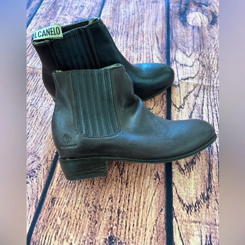 Kids Youth El Canelo Botas‎ Cowboy Ankle Boots Leather Color Brown Size 13